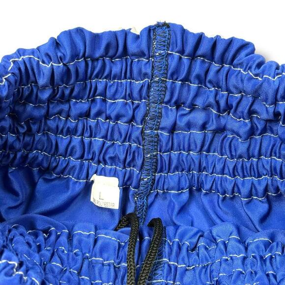 Benza Fight to End Blue Boxing Shorts SzL Polyester Satin Kickboxing Trunks Thai - Picture 4 of 8